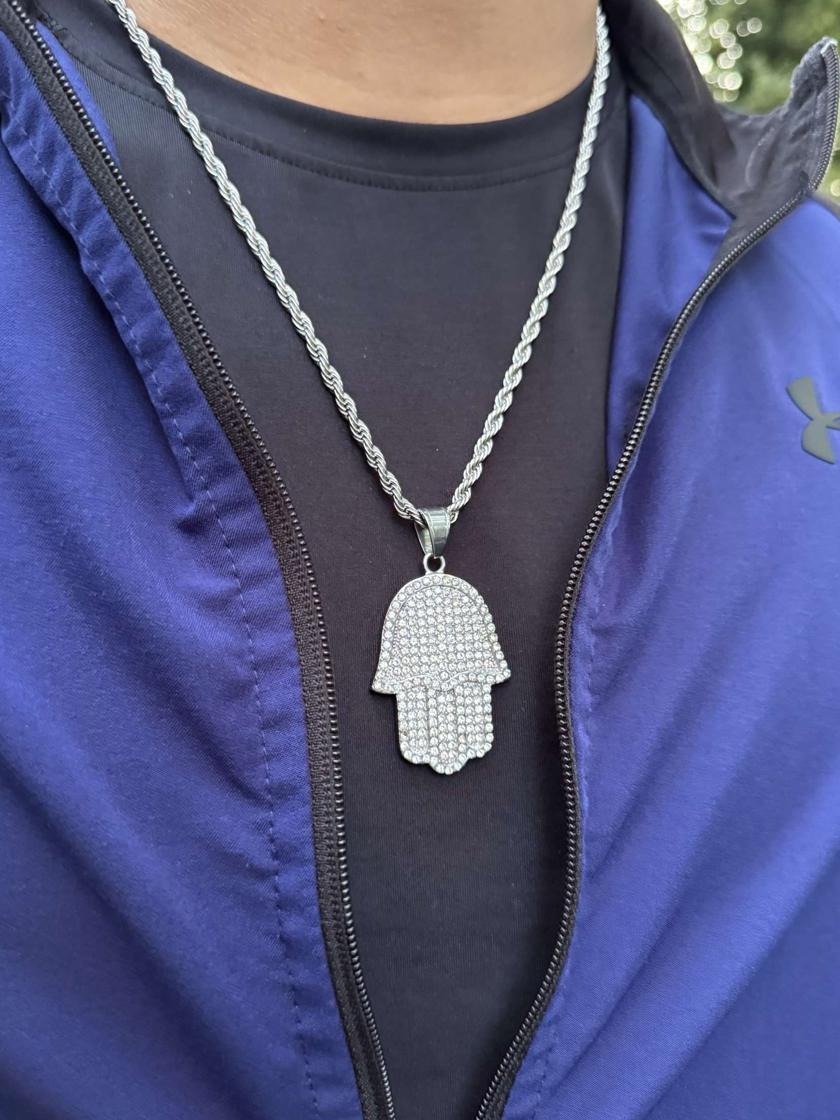 HAMSA HAND CHAIN - SILVER
