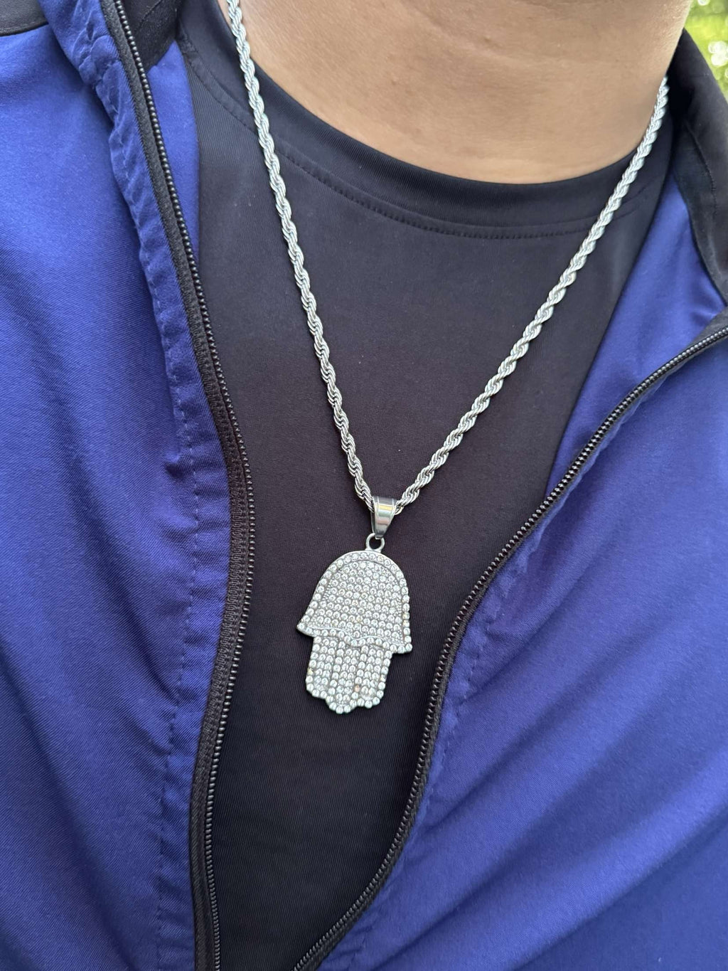 HAMSA HAND CHAIN - SILVER